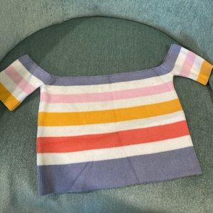Off Shoulder Striped Crop Top